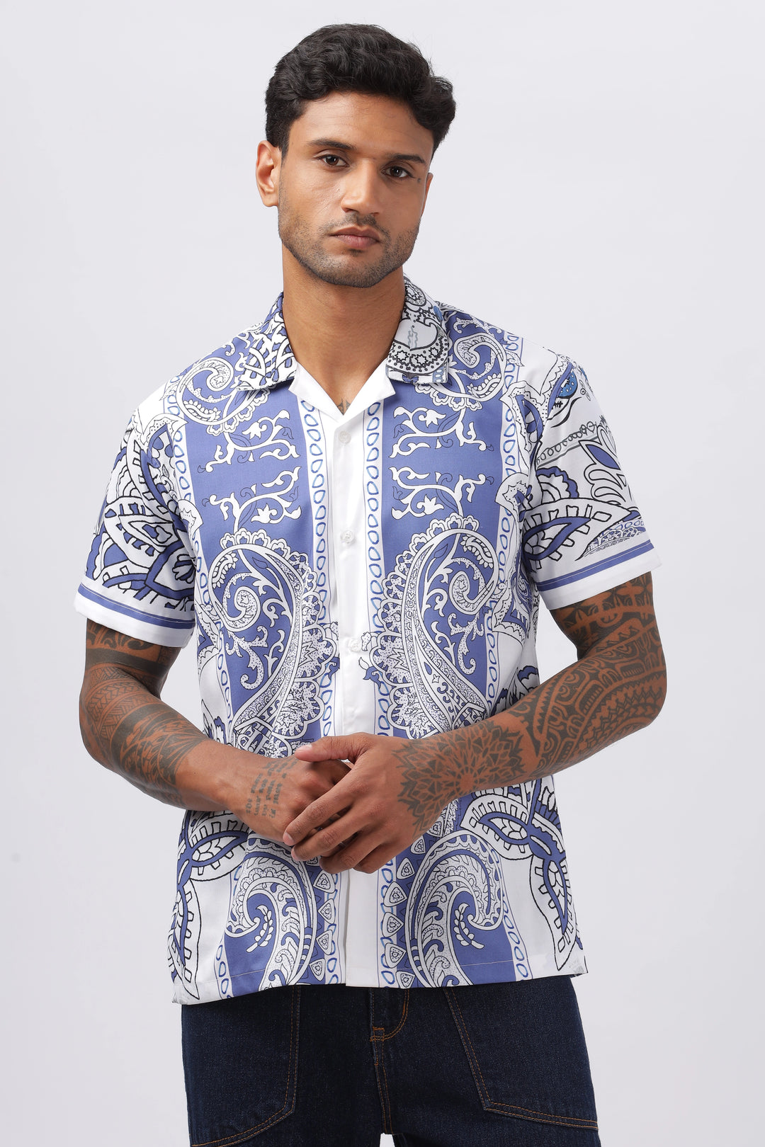 Paisley court printed short sleeve shirt for men