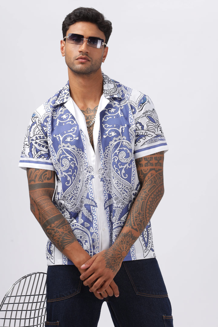 Paisley court printed short sleeve shirt for men