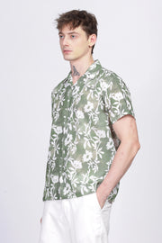 Mehendi floral printed linen shirt for men