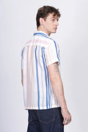 Multicolor stripe printed linen shirt for men