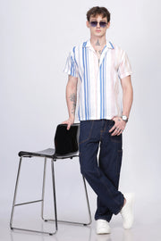 Multicolor stripe printed linen shirt for men