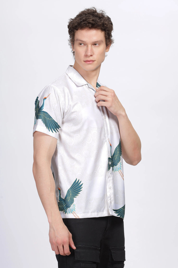 Bird printed short sleeve shirt for men