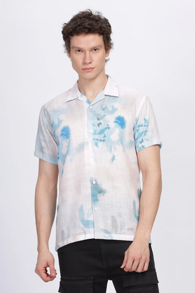 Abstract printed linen shirt for men