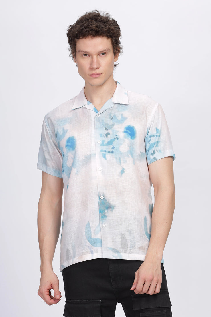 Abstract printed linen shirt for men