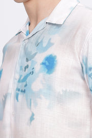 Abstract printed linen shirt for men