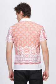 White boder bandana printed half sleeve shirt