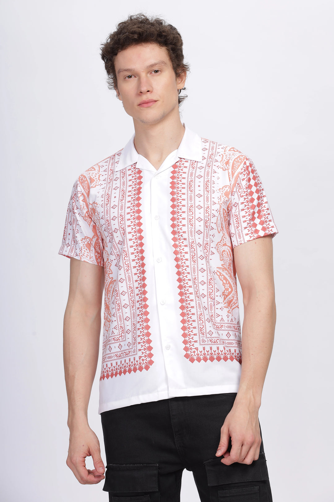 White boder bandana printed half sleeve shirt