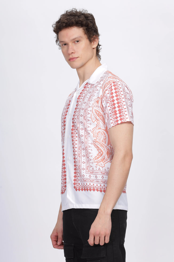 White boder bandana printed half sleeve shirt