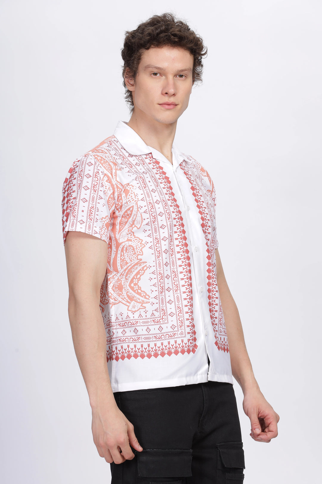 White boder bandana printed half sleeve shirt