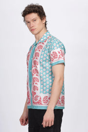 Green paisley frame printed half sleeve shirt