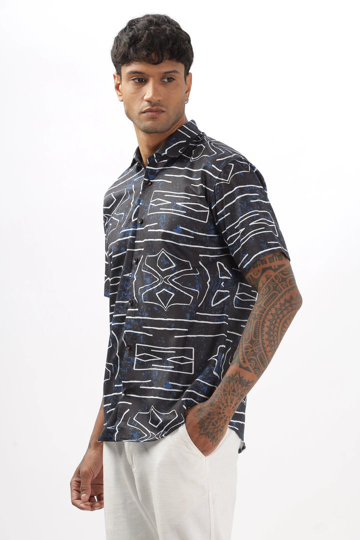 Black abstract printed shirt