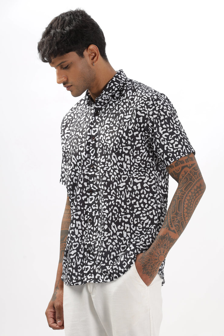 White leopard printed half sleeve shirt