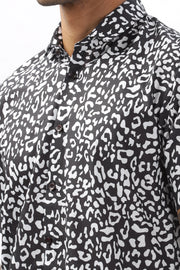 White leopard printed half sleeve shirt