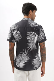 Black palm leaves printed shirt