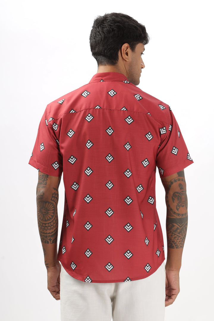 Red abstract printed shirt