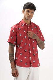 Red abstract printed shirt