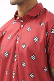 Red abstract printed shirt