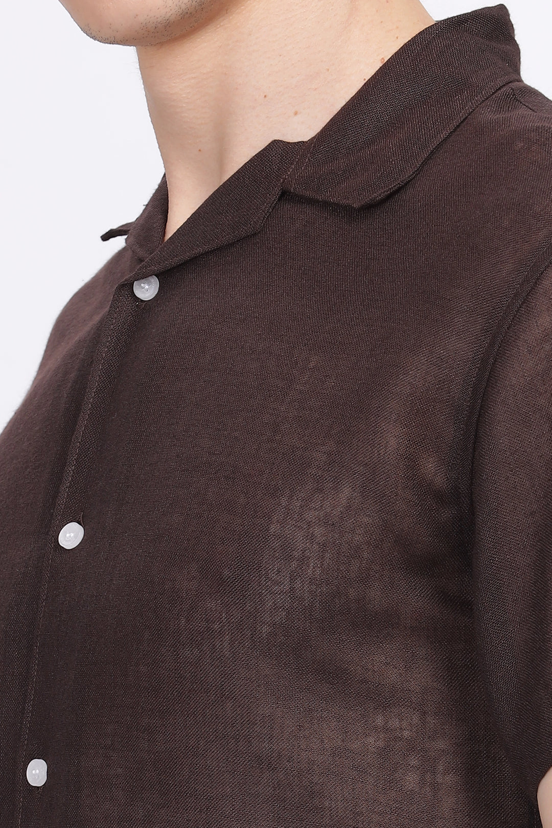 Brown half sleeve linen shirt for men