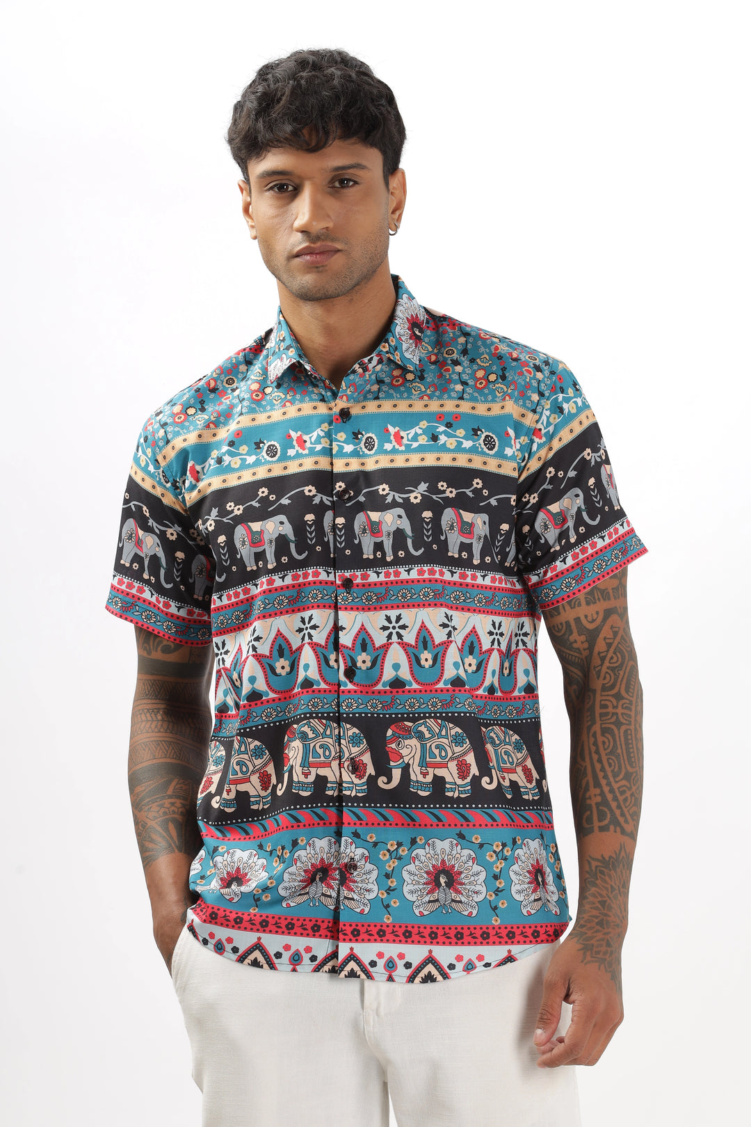 Ethnic tribal elephant printed shirt