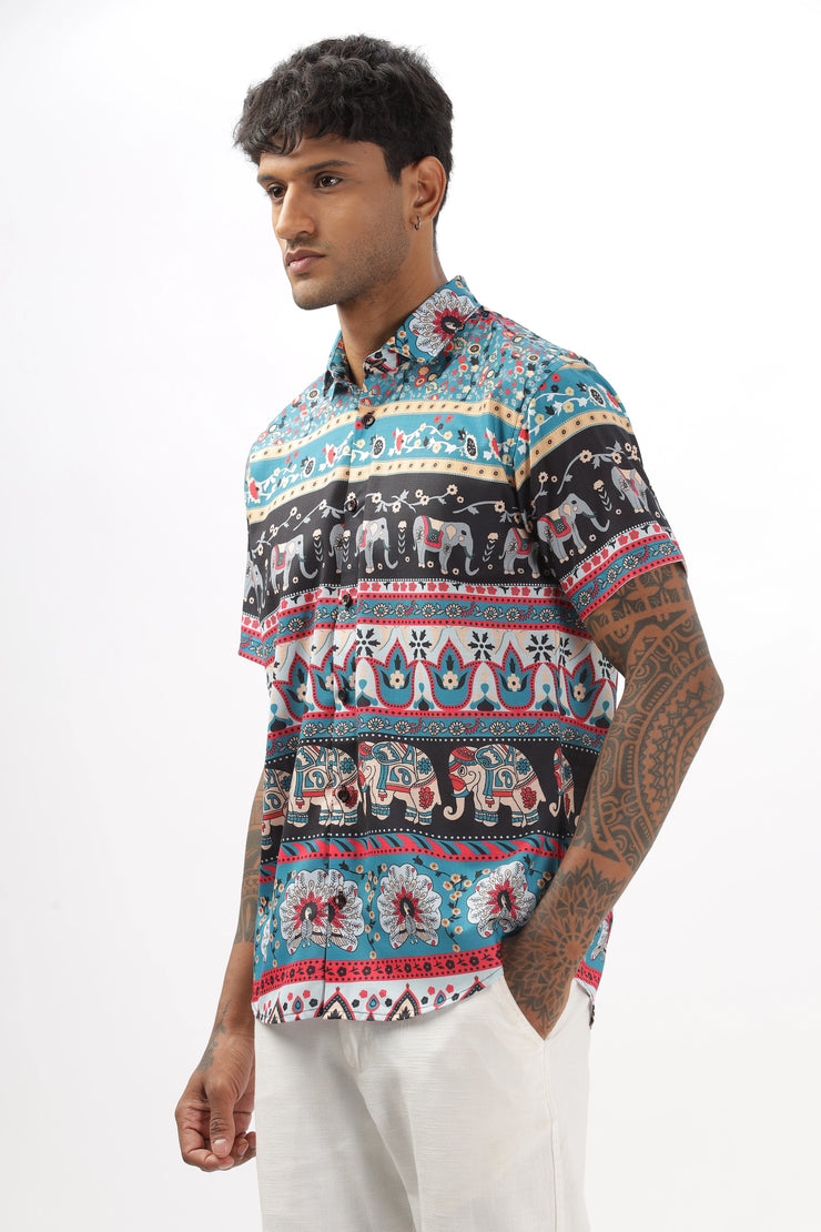 Ethnic tribal elephant printed shirt