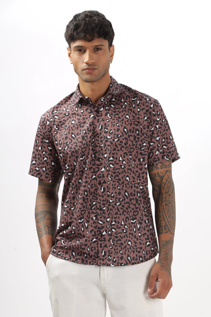 leopard printed half sleeve shirt