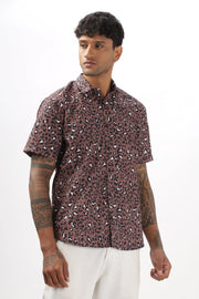 Brown leopard printed half sleeve shirt