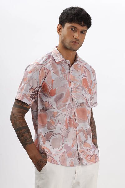 Pink bloom printed shirt