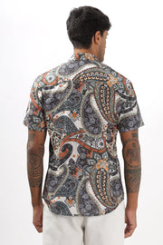 Black paisley printed shirt