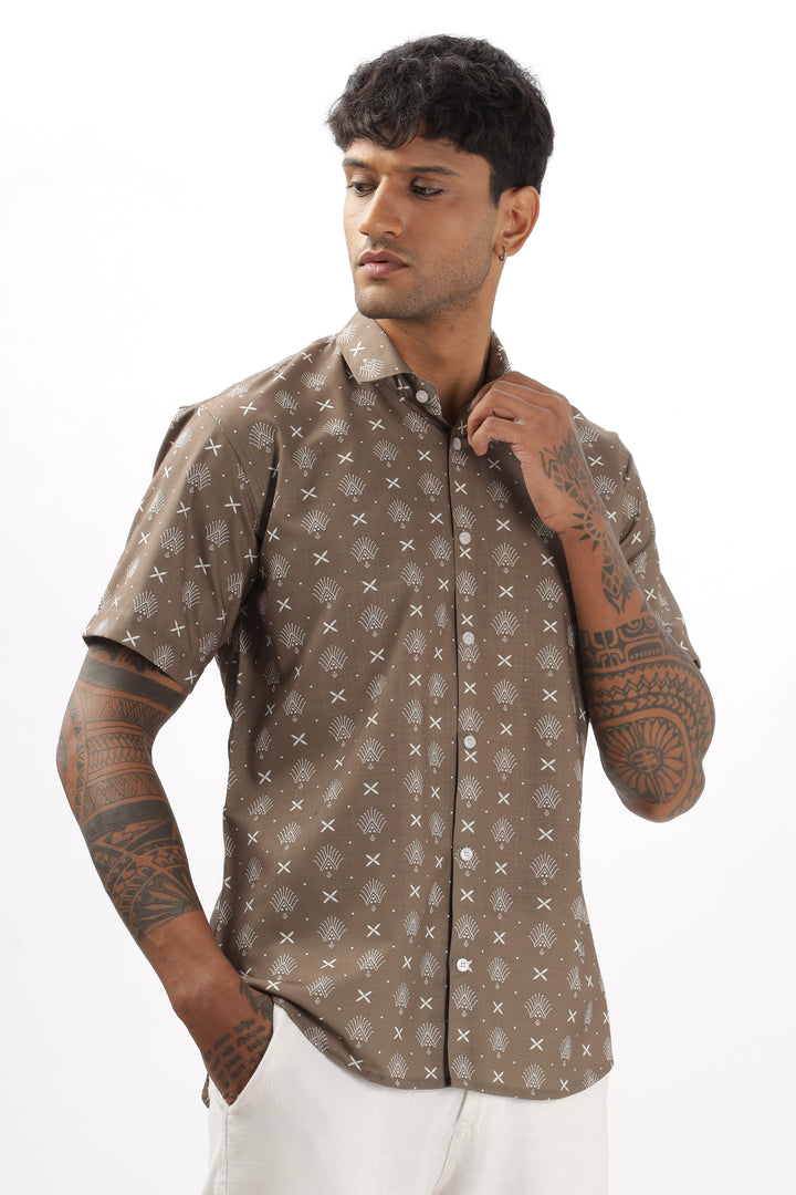 Dusty brown printed shirt