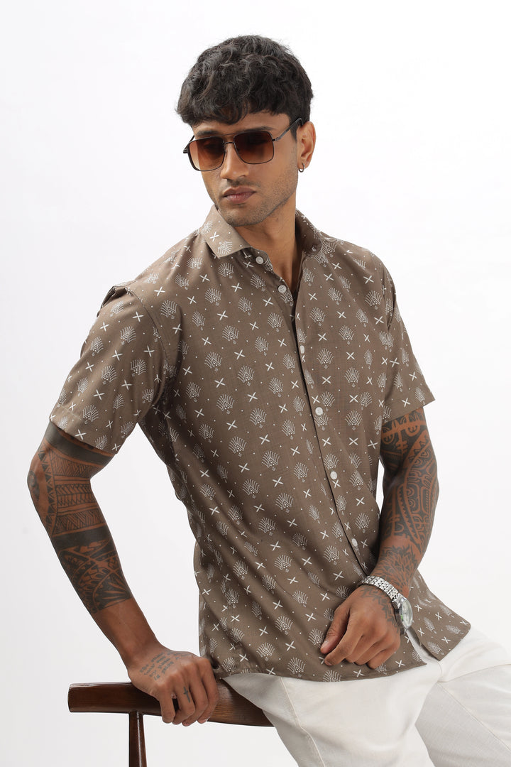 monogram pattern printed shirt