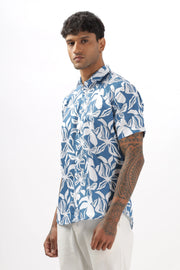 Blue flower printed shirt