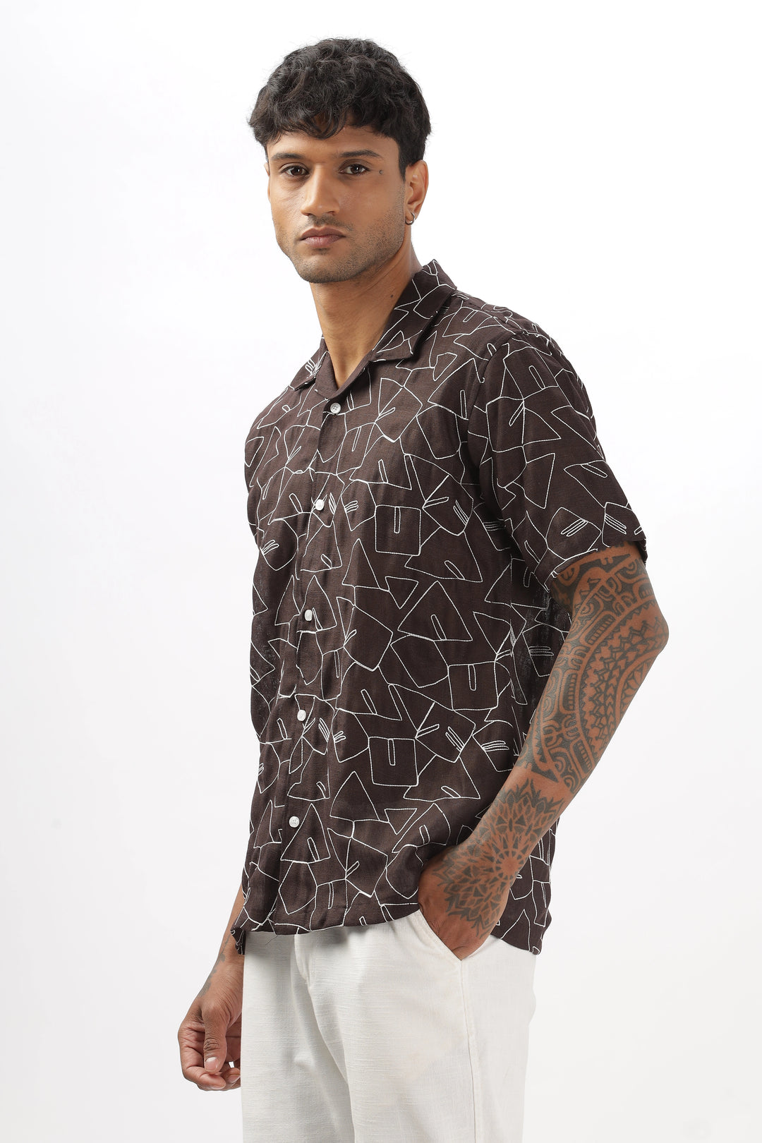 Brown half sleeve shirt