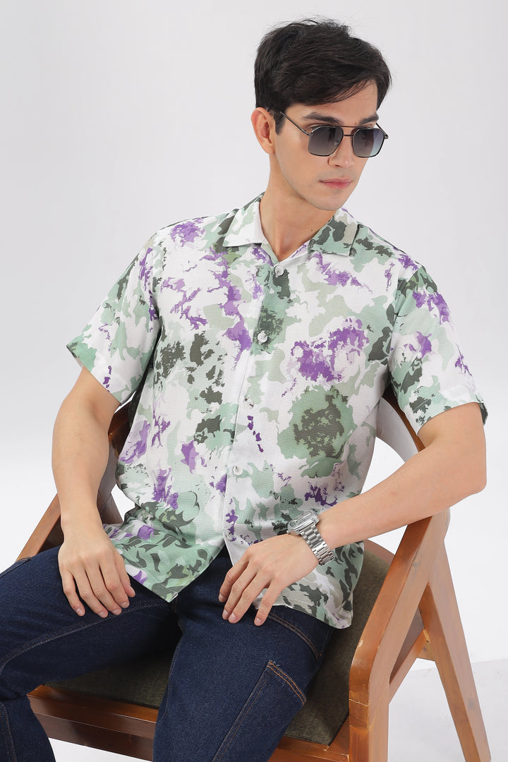 Green & Purple -Textured island shirt