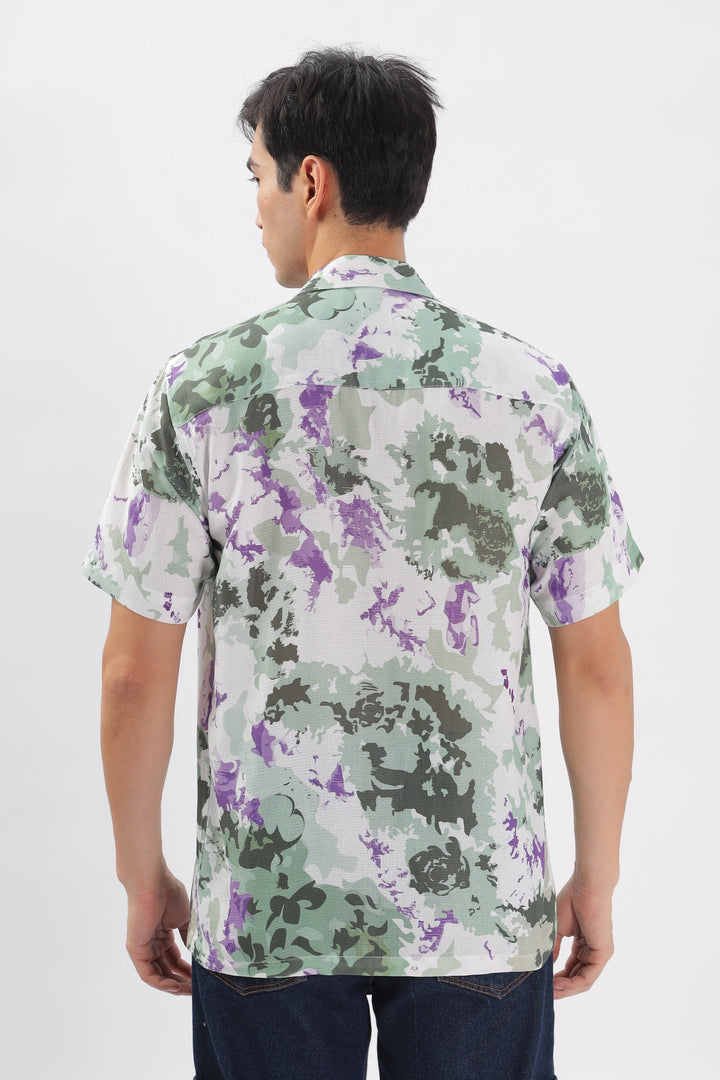 Green & Purple -Textured island shirt