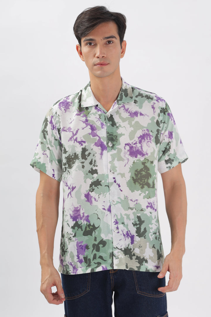 Green & Purple -Textured island shirt