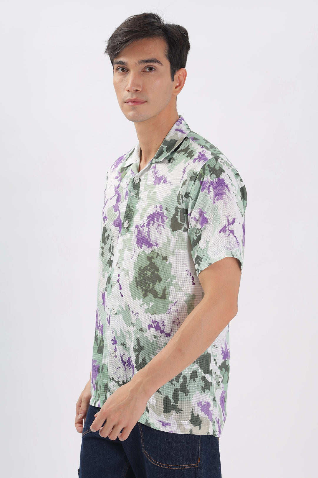 Green & Purple -Textured island shirt