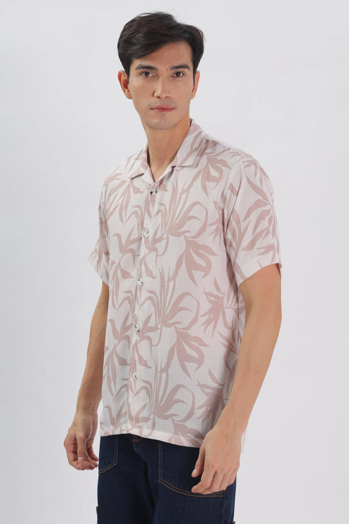 Beige-Textured island shirt