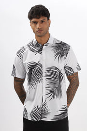 White palm leaves printed shirt