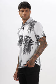 White palm leaves printed shirt