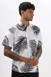 White palm leaves printed shirt