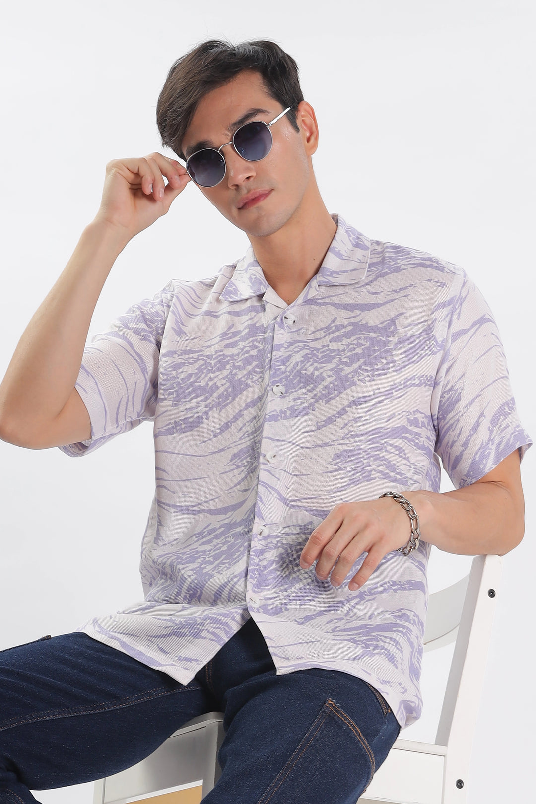 Blue-Textured island shirt