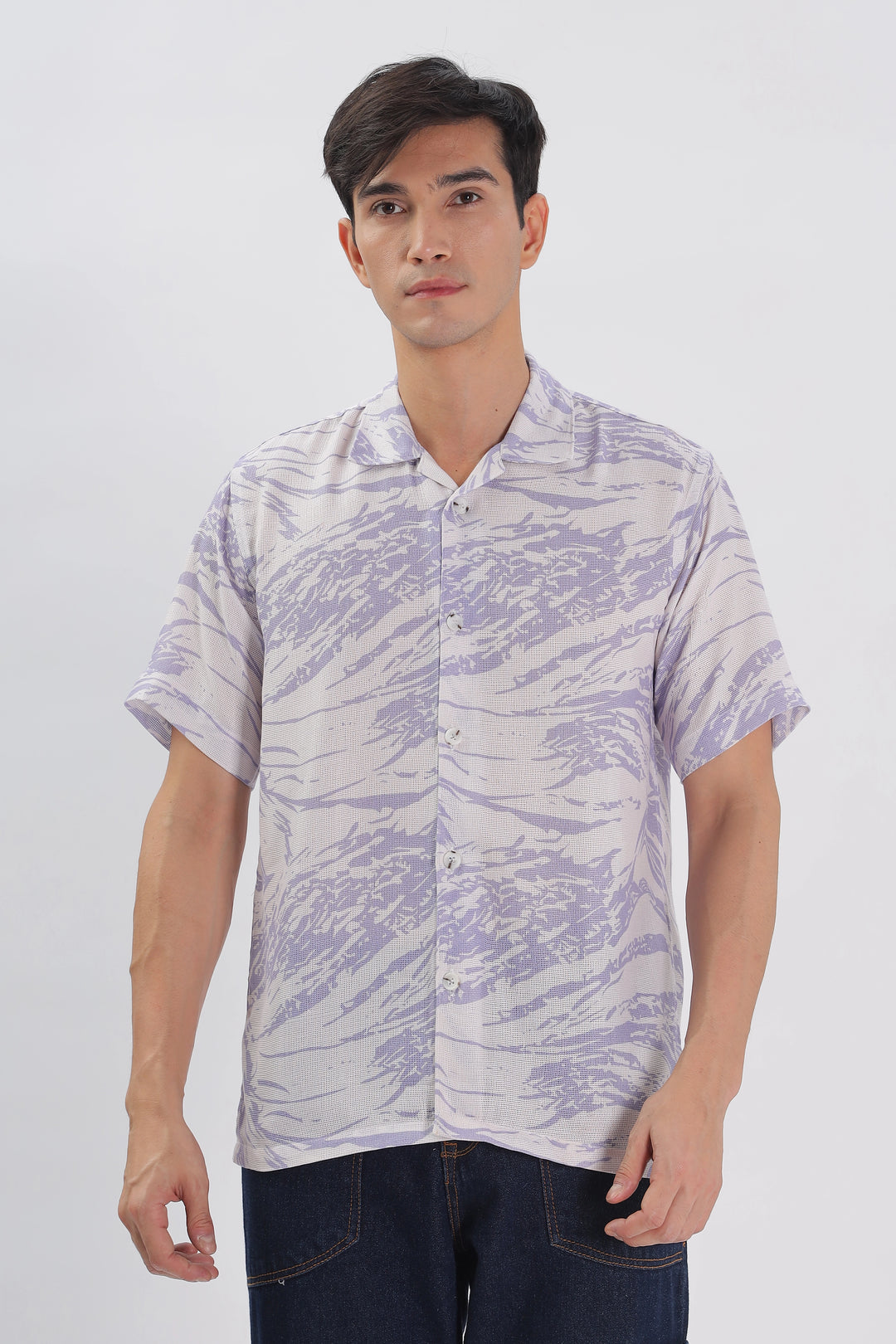 Blue-Textured island shirt