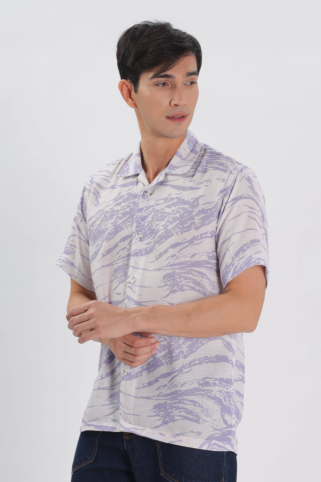 Blue-Textured island shirt