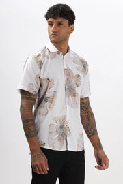 White big flower printed shirt