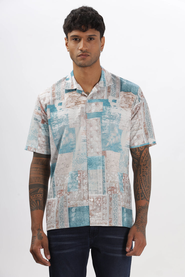 bluish abstract printed shirt