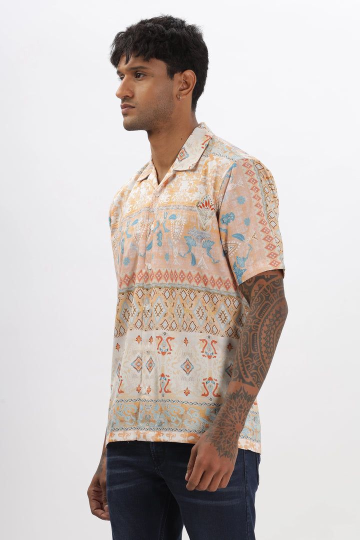 Light orange abstract printed shirt