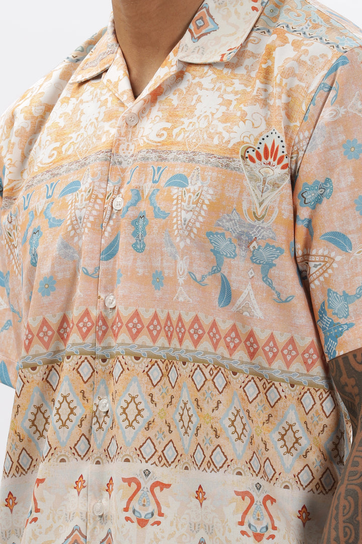 Light orange abstract printed shirt