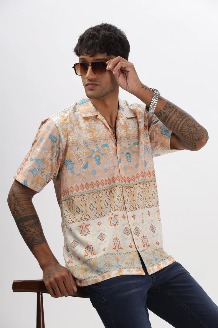 Light orange abstract printed shirt