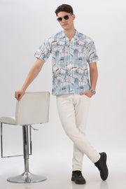 Sky blue abstarct printed shirt