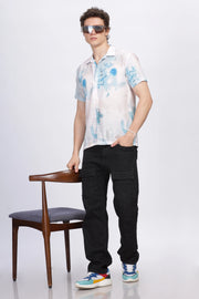 Abstract printed linen shirt for men